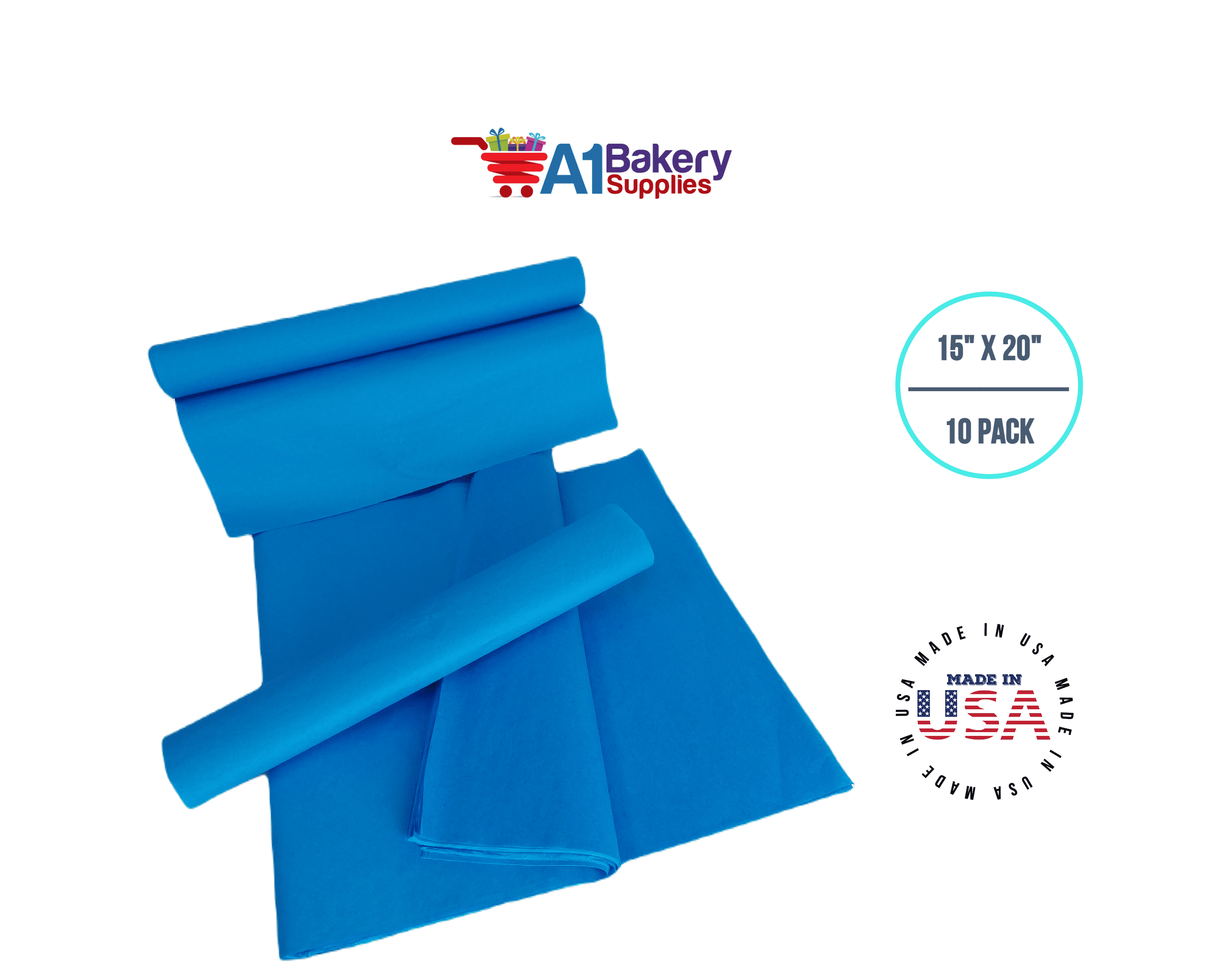 Oxford Blue Tissue Paper Squares, Bulk 10 Sheets, Presents by Feronia  packaging, Made In USA Large 15 Inch x 20 Inch 