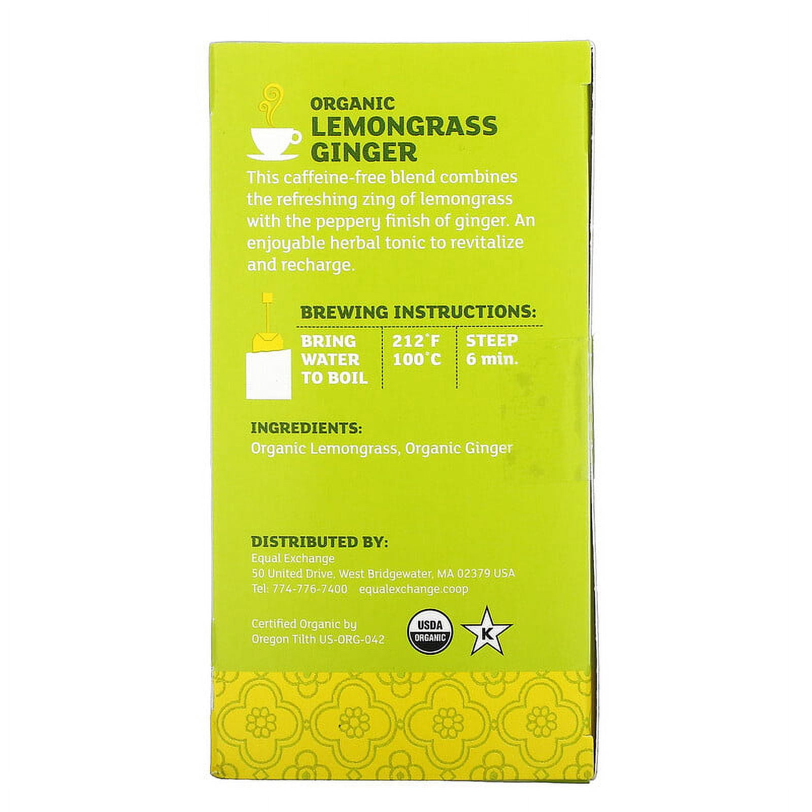 Equal Exchange, Organic Lemongrass Ginger Herbal Tea, Caffeine-Free, 20 Tea Bags, 1.05 oz Pack of 3