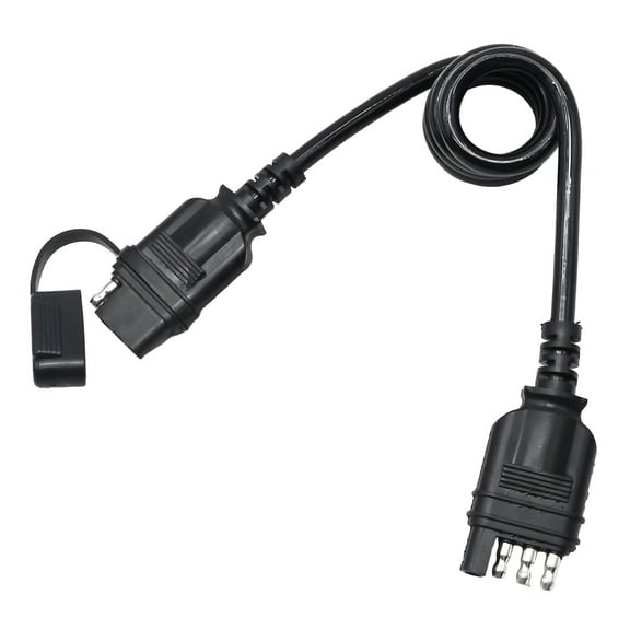 Anxingo 4 Way Flat Trailer Extension Coiled Cable 3 Feet Male and Female Wiring Harness Adapter Extension Wiring Cable with Dust Cover Plug & Play Connector 18 Guage
