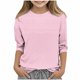 thumbnail image 2 of Blusa de poliéster para mujer, cuello redondo, manga 3/4, color liso, a la moda para niños, 2 of 5