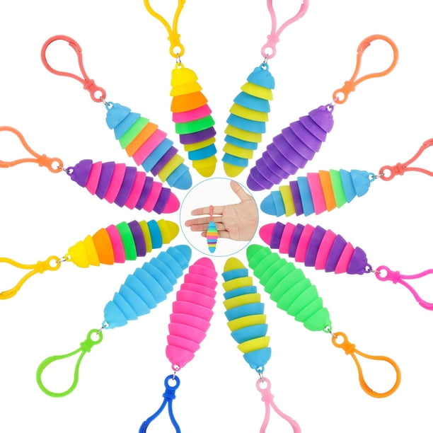 12 Uds. De juguetes sensoriales para babosas, juguete de oruga elástico articulado para aliviar la ansiedad, juguete antiestrés para babosas, recuerdos de fiesta novedosos para niños.