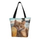 thumbnail image 1 of Fotbe Relaxing Cat With Orange Juice Bolsa de Playa con Estampado, Bolsa de Hombro, Bolsa de Mano Espaciosa, Bolsa de Viaje Ligera, Bolsa de Compras Versátil, 1 of 6