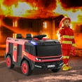 thumbnail image 2 of Gymax 2-Seater Kids Ride on Fire Truck w/Remote Control Water Gun Extinguisher Shovel, 2 of 10