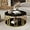 Black, variant on Round Coffee Table, Wooden Marble Pattern Coffee Table with Round Open Storage, Solid Golden Metal Legs for Living Room，Black