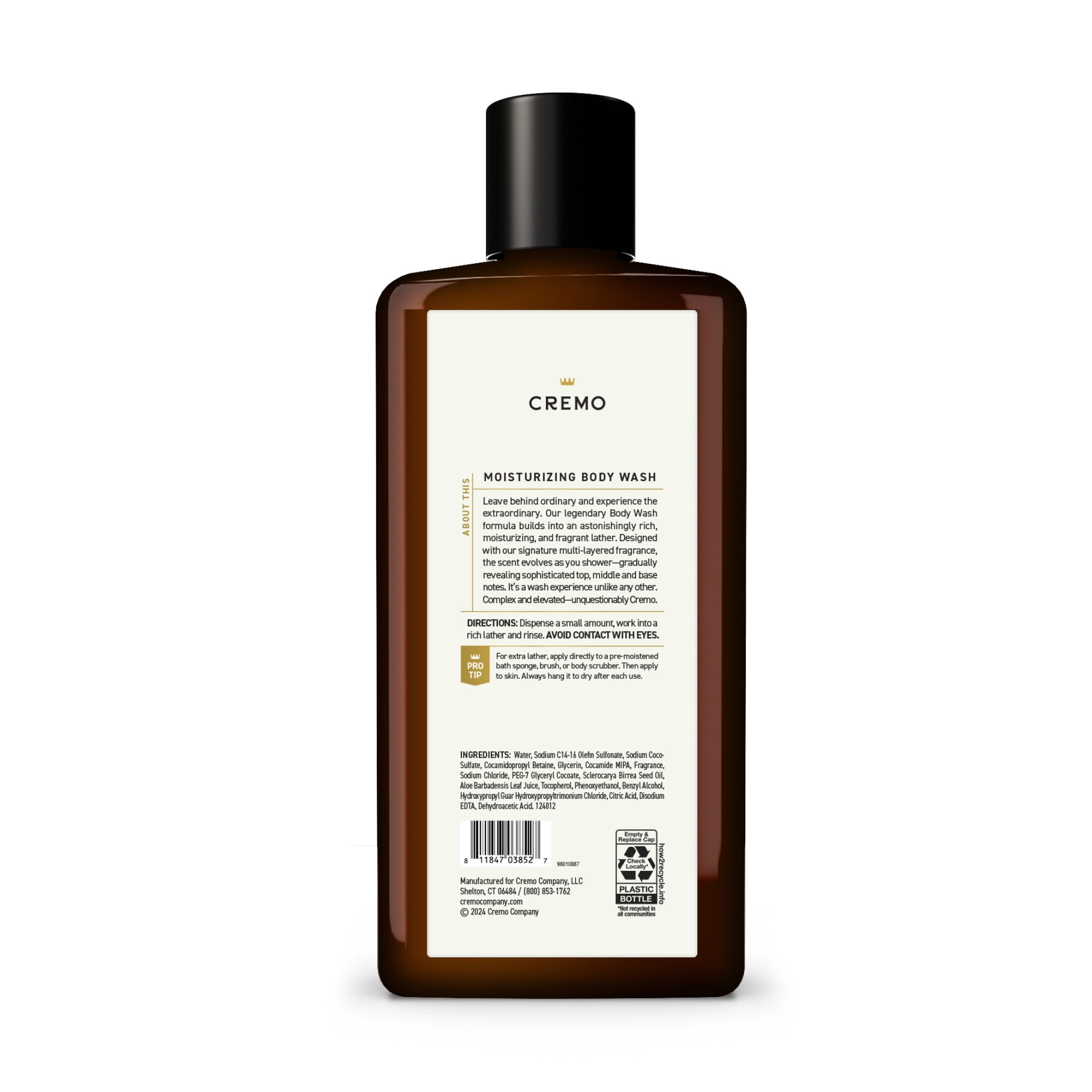Cremo Men's Body Wash Spice & Black Vanilla, 16oz