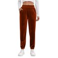 thumbnail image 3 of ClodeEU Women's Velvet Jogger Pants with Stretch Waist and Pockets,Trendy Casual Sweat Pant Brown,Womens Plus M, 3 of 7