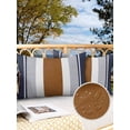 thumbnail image 2 of Outdoor Waterproof Throw Pillow Covers Set of 2 Brown Stripe Decorative Pillowcases Lumbar Outdoor Pillows Cushion Case 20x12 Inch Boho Style Blue Patio Pillows for Couch Sofa Bed Garden, 2 of 7