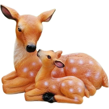 Becikitc Mother Deer Garden Statue, Resin Outdoor Lawn Decor, 1 Piece