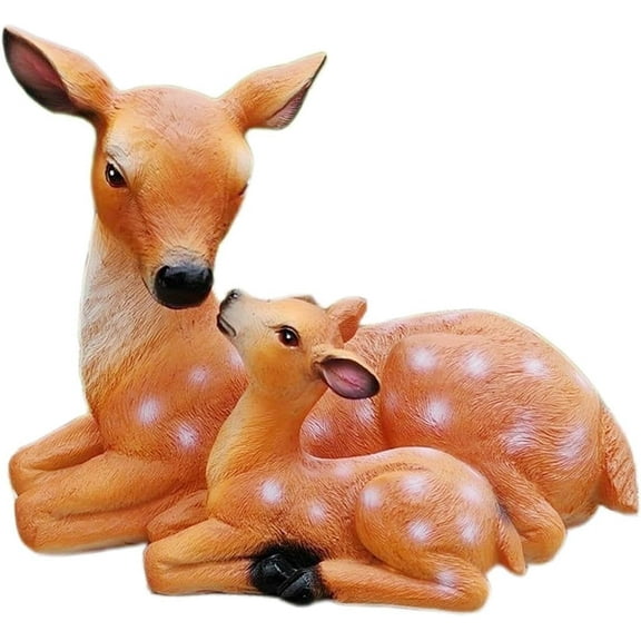 Becikitc Mother Deer Garden Statue, Resin Outdoor Lawn Decor, 1 Piece