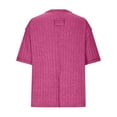 thumbnail image 4 of Lovskoo Knit Summer Tops for Women 2024 Round Neck Short Sleeve Solid Color Large Loose Casual Top Shirt Hot Pink, 4 of 9