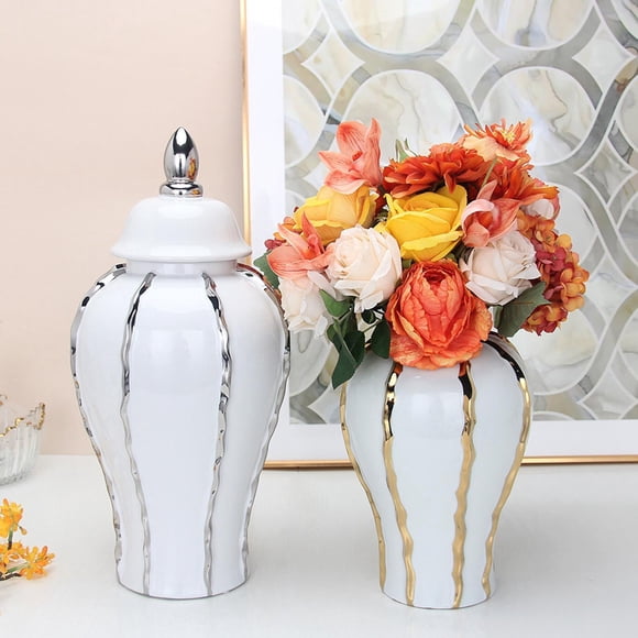 Cateissary Modern Ginger Jar Handicraft Centerpiece with Lid for Decor Display Decoración del hogar