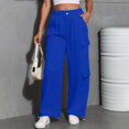 thumbnail image 5 of Women's Fashion Sport Solid Color Casual Sweatpants with Pockets - Long Pants for Everyday Wear and Winter Season,Dark Blue,2XL, 5 of 7