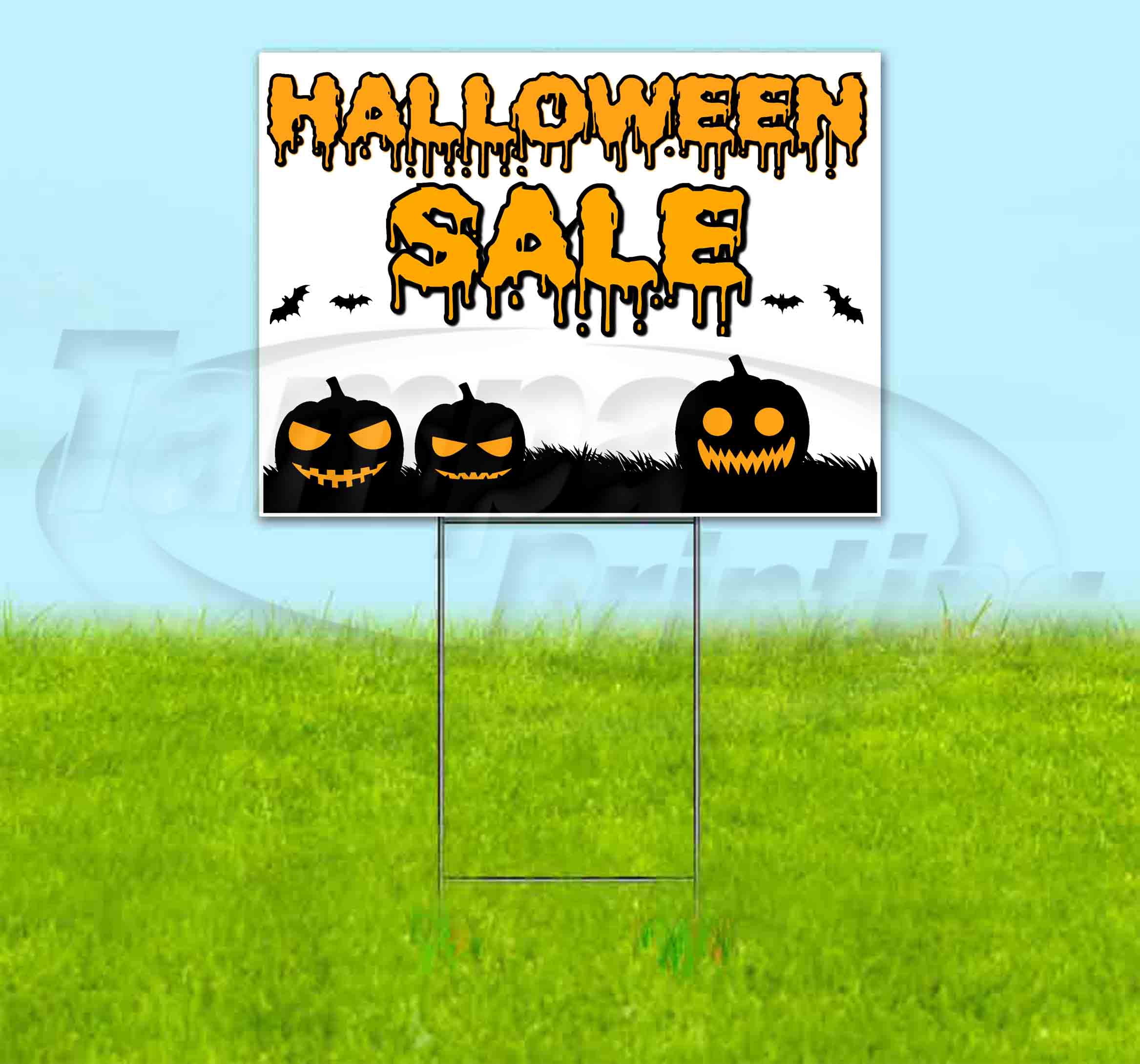 Halloween Sale V4 (18" x 24") Yard Sign, Includes Metal Step Stake