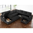 thumbnail image 6 of Belffin D103.8"xW103.8"xH36.4" Chenille Modular Sofa Sectional Sofa With Pull Out Bed, Armrests With Cup Holder Removable Cover Modular Sectional Sleeper Sofa With Storage For Living Room, Dark Grey, 6 of 10