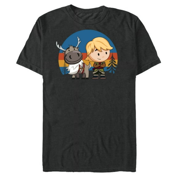 Disney Frozen 2 Sven and Kristoff Chibi T-Shirt- Short Sleeve Blended T-Shirt for Adults - Customized-Dark Heather
