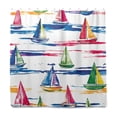 thumbnail image 2 of Yayeee Shower Curtain with Hooks 72"x72" Waterproof Fabric Bathroom Hanging Decor, Hand Drawn Sailboats, 2 of 5