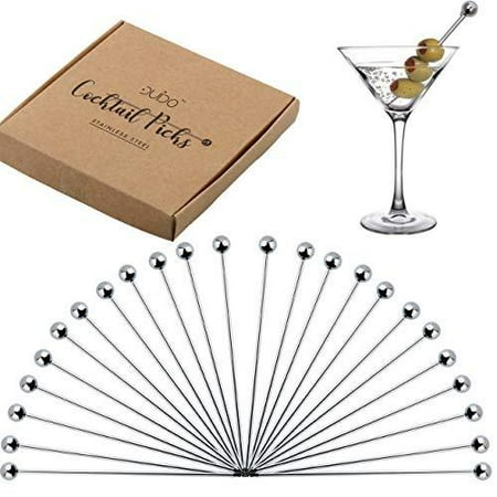 

Cocktail Picks Stainless Steel Toothpicks ‚Äì 4 inch 24 Pack Martini Picks Reusable Fancy Metal Drink Skewers Garnish Swords Sticks for Martini Olives Appetizers Bloody Mary Brandied