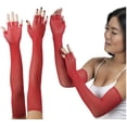 thumbnail image 3 of ToBeInStyle Women's Fishnet 100% Nylon Arm Length Glove Warmers - Red, 3 of 5