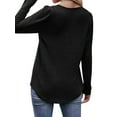 thumbnail image 5 of STARVNC Women Square Neck Long Sleeve Pleated Curved Hem Tunic Top, 5 of 7