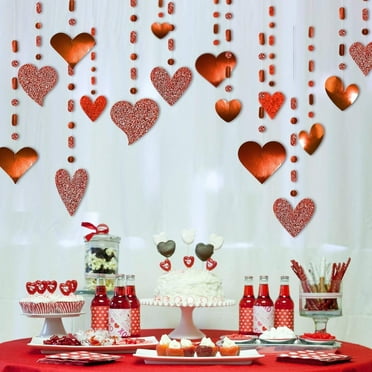 Cheerland Glitter Red Heart Garland, 27.8 ft, Valentine's Day, Wedding, Anniversary