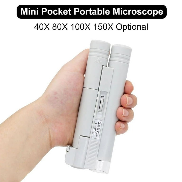 40X 100X Portable Pocket Microscope Mini Foldable Magnifier with