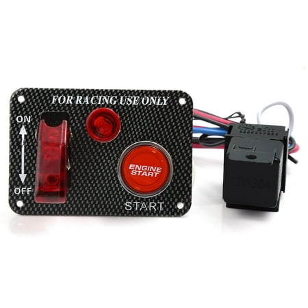 Unique Bargains 12V Ignition Switch Panel Engine Start Push Button RED  Toggle for Racing