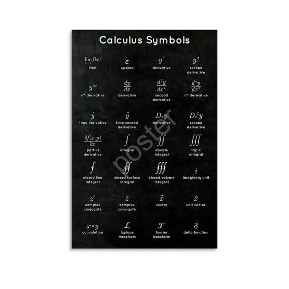 Calculus Symbols Mathematical Knowledge Educational Poster Canvas Painting Wall Art Poster for Bedroom Living Room Decor
