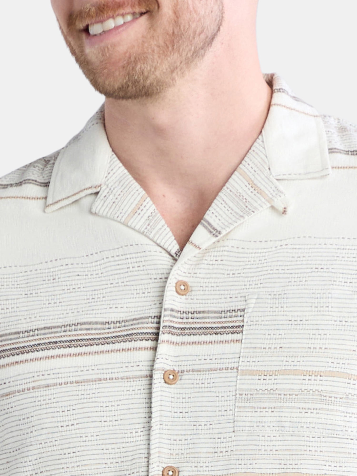 Fly By Night Men’s and Big Men’s Tour Striped Button Up Shirt with Short Sleeves, Sizes S-3XL