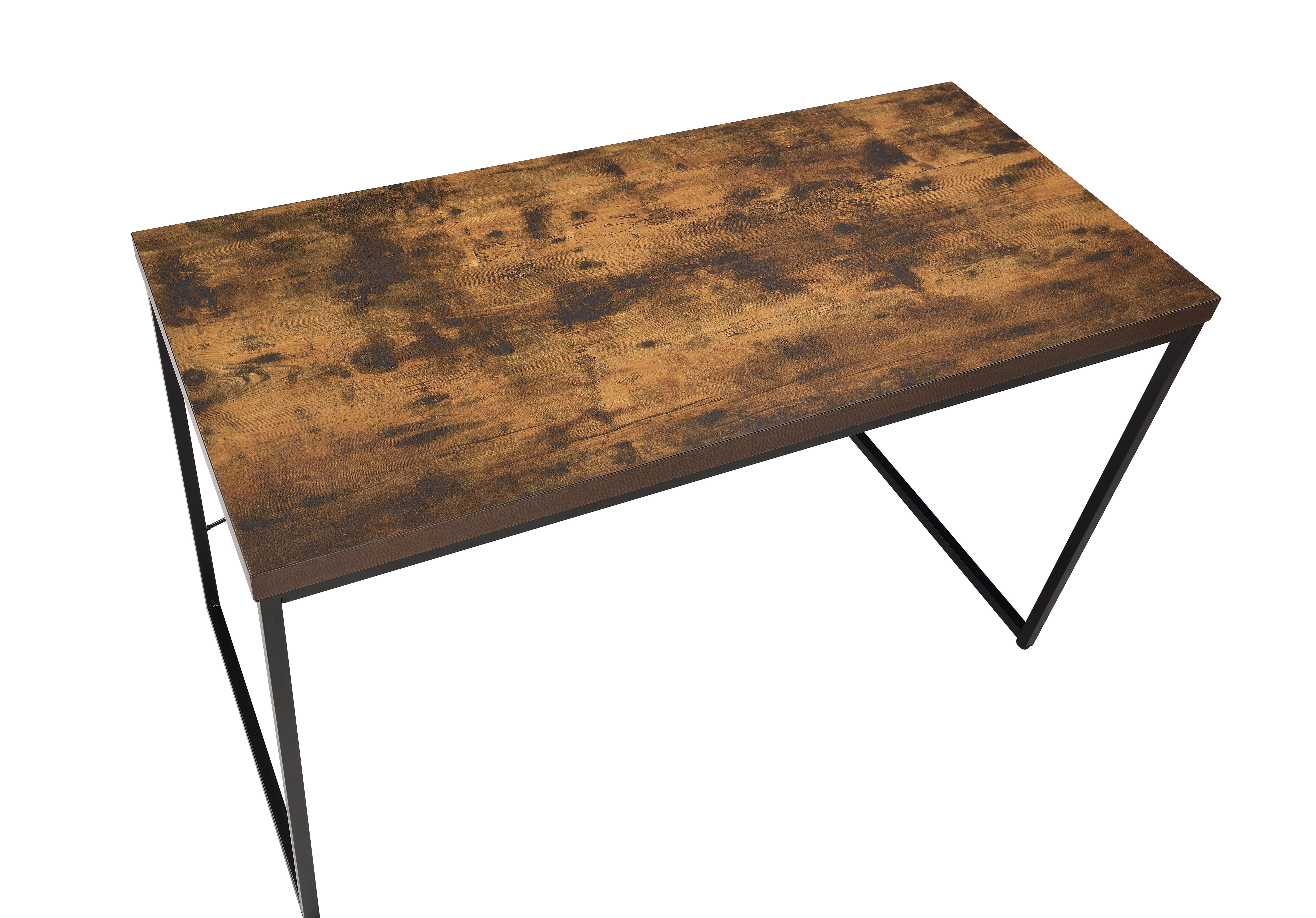 47 Inch Weathered Oak Rectangular Multipurpose Table with Black U-Shaped Metal Legs, No Storage Writing Desk Dressing Game Small Dining Table with X Reinforced Support