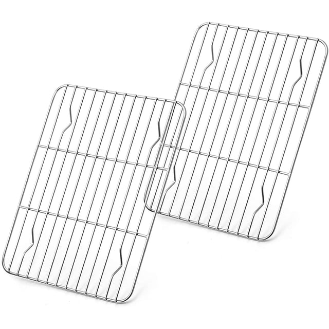 Pequeño conjunto de racks para hornear de 2, racks de cocina de metal tostado de acero inoxidable, tamaño: 8.6 "x6.2", no tóxico& Libre de óxido, apto para horno tostador pequeño, Lavavajillas seguro