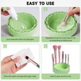 thumbnail image 4 of Brush Holder & Bowl Cleaning Tool, Green, 1 Piece - Makeup Brush Cleaner Mat with Drying Rack Silicone Makeup Brush Cleaning Mat Scrubber Bowl Make up Brush Cleaner Pad for Cosmeti Makeup Organizers, 4 of 7