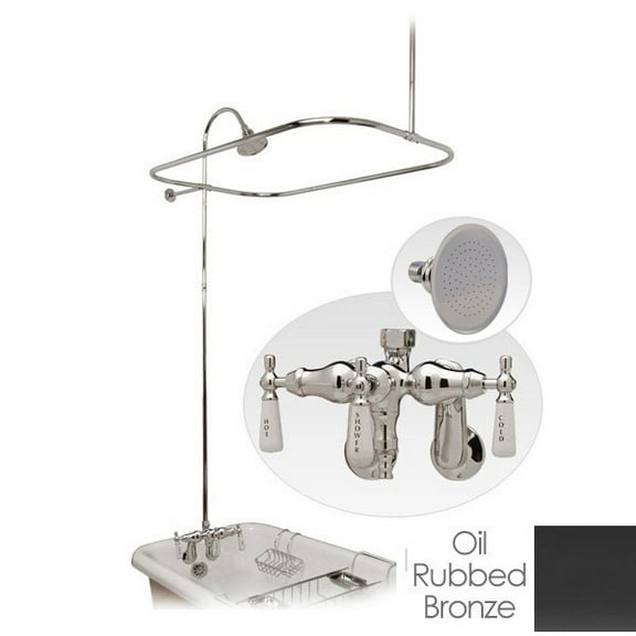 60 Inch Tub Wall Mount Clawfoot Tub Shower Enclosure with Faucet and Watering Can Shower Head