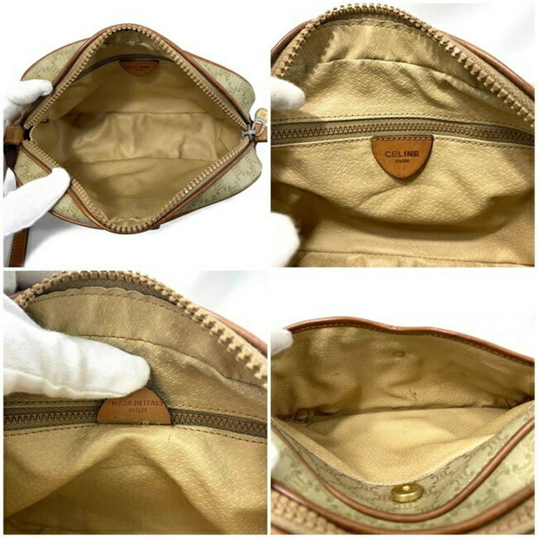 CELINE Macadam Shoulder Bag Accessory Pouch Brown Beige 