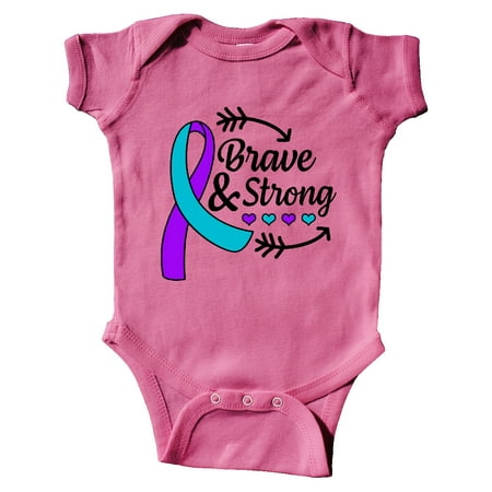 

Inktastic Suicide Prevention Awareness Brave and Strong with Arrows Gift Baby Boy or Baby Girl Bodysuit