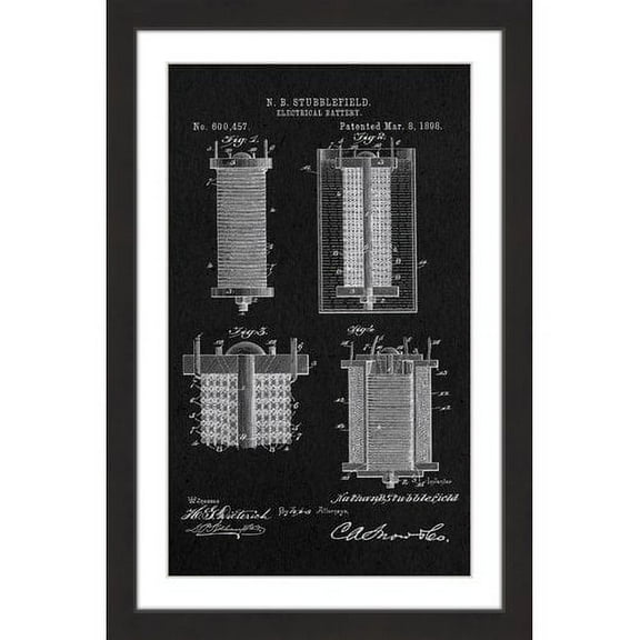 "Battery 1898 Black Paper" Framed Painting Print