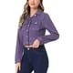 thumbnail image 4 of CHAQUETA MOTERA CORTA DE SUEDE FALSO CON CUELLO CAÍDO PARA MUJERES INSPIRE CHIC TAMAÑO XS MORADO, 4 of 5