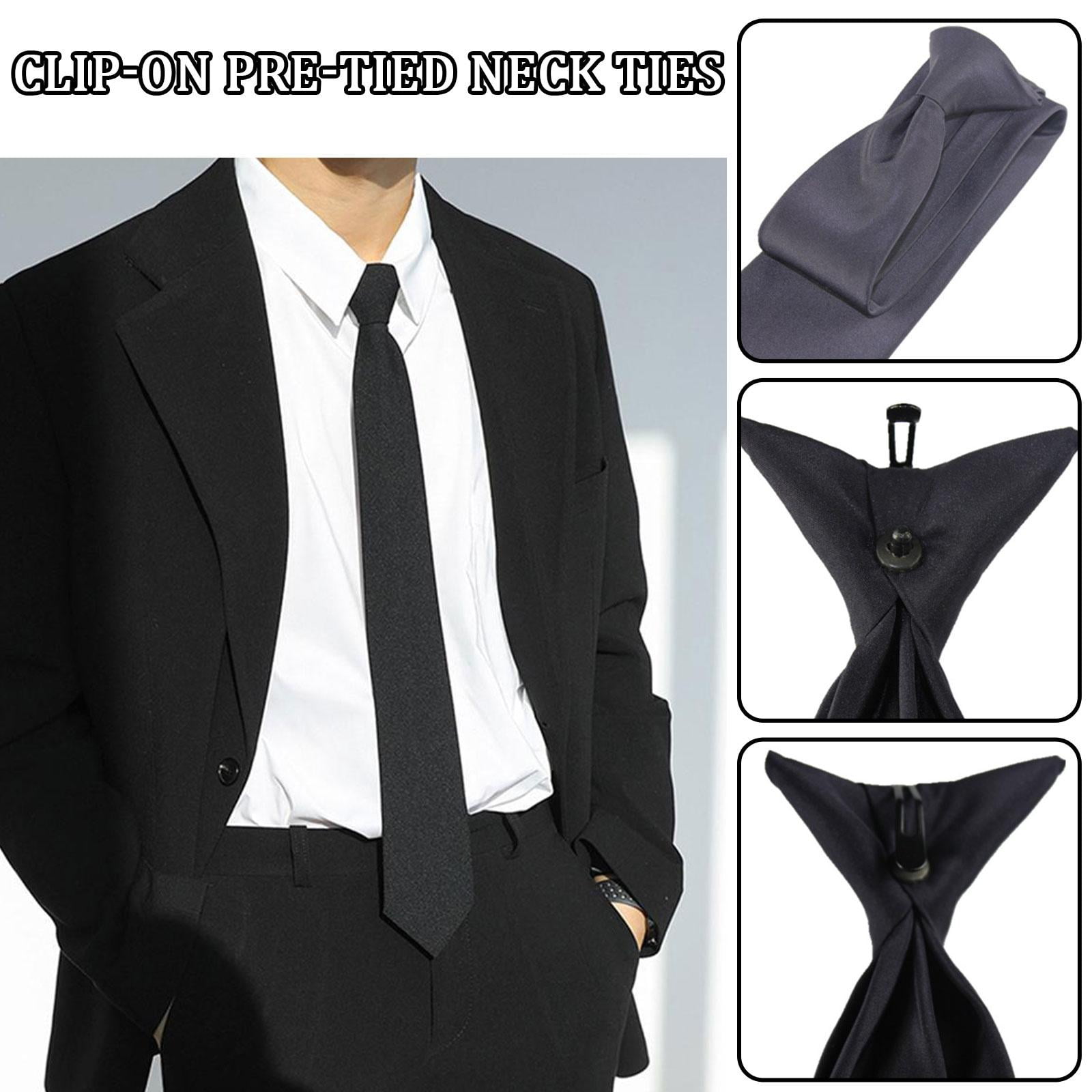 Men's Black Zipper Tie Business Formal Wear/Groom Wedding Yarn Polyester  Tie Classic Z4U7 