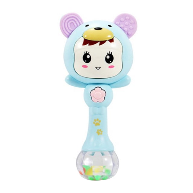 Baby Shaker Sand Hammer Toy Stick Music Light Rhythm Teether Dibujos animados Shaking Sonajero Juguete Campana de mano Scienceny BA0075-02B