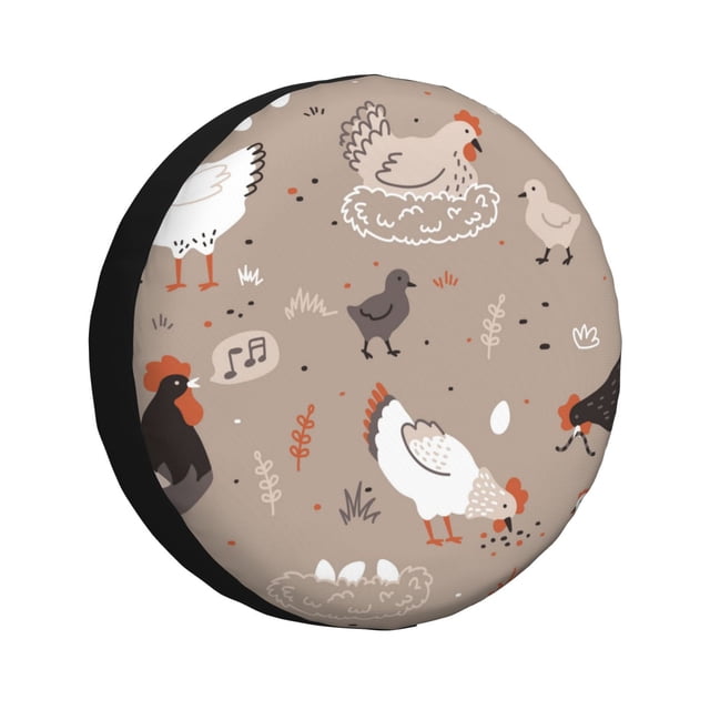 Fotbe Chicken Funda de Llanta de Repuesto con Estampado, Engrosada, Ajuste Universal para Jeep, Remolque, RV, SUV, Camión-17 inch
