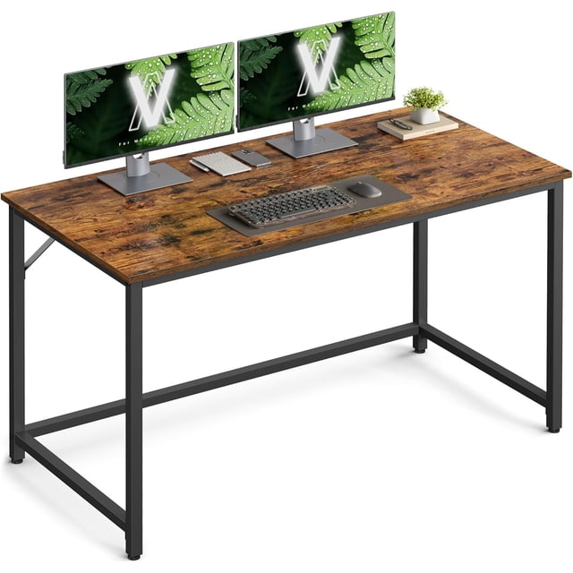 VASAGLE Escritorio, Mesa Oficina Pequeña y Estación de Trabajo, 60 x 120 x 75 cm, Estudio, Dormitorio, Industrial, Marrón Rústico y Negro MLWD039B01