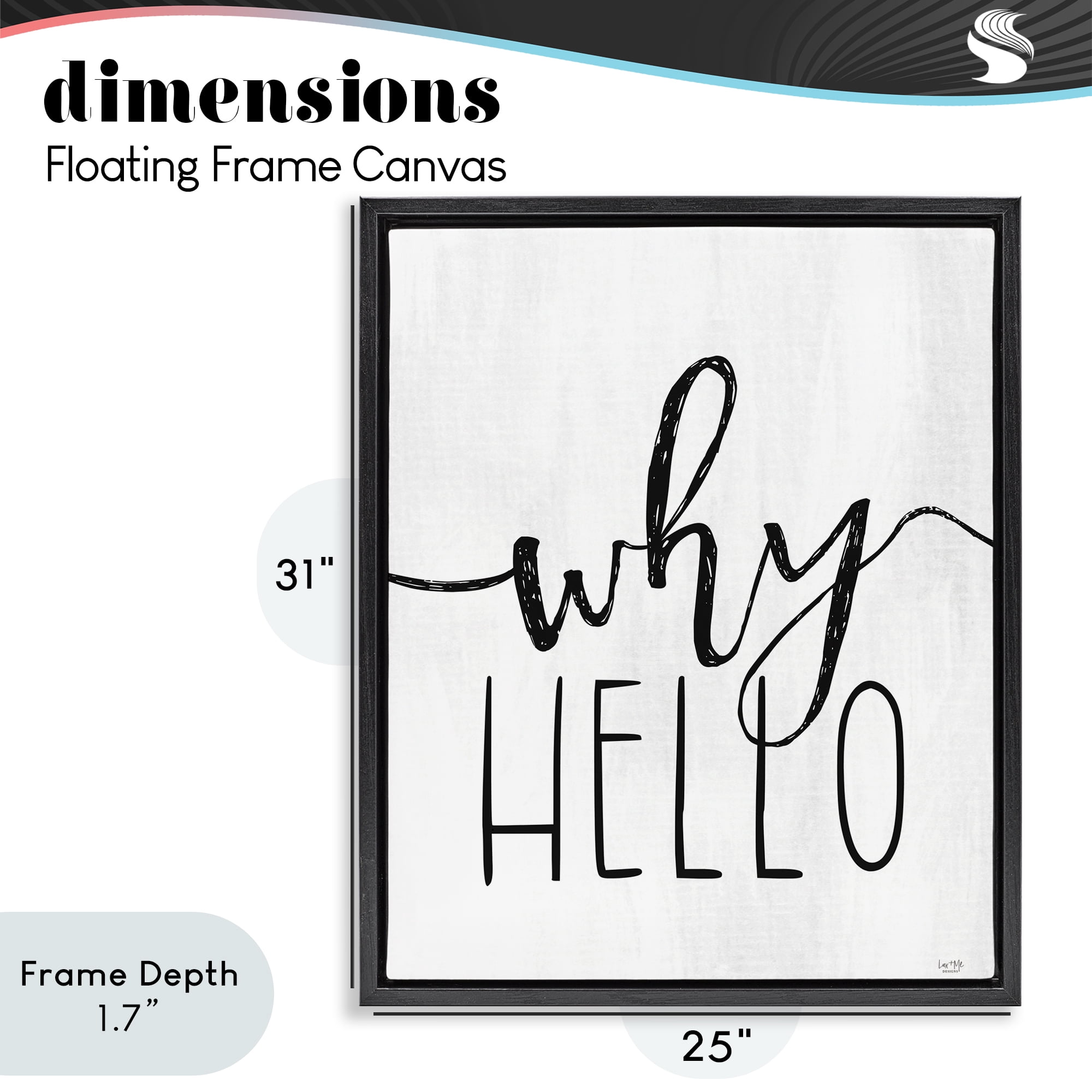 Stupell Industries Why Hello Typography Black Framed Floater Canvas Wall Art, design by Lux + Me Designs