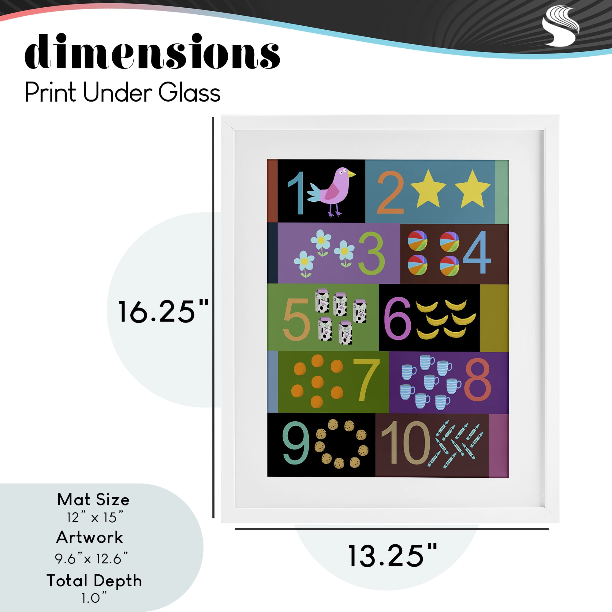 Learning To Count Chart White Framed Print Under Glass, design by Carla Daly