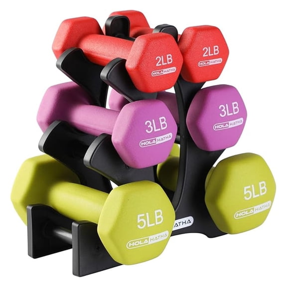 Neoprene Dumbbell Weights Set with Rack, Home Gym Equipment, 20 Lbs, Multicolor - Portable Weighted Exercise Dumbbells for Fitness, Training, and Lifting Workouts