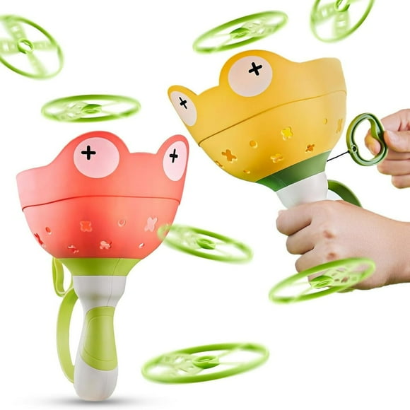 2 Pack Jouet Lanceur de Disque Volant Jouets d'Extérieur pour Enfants de 3 à 12 Ans Garçons Filles Cadeaux pour Anniversaire Noël