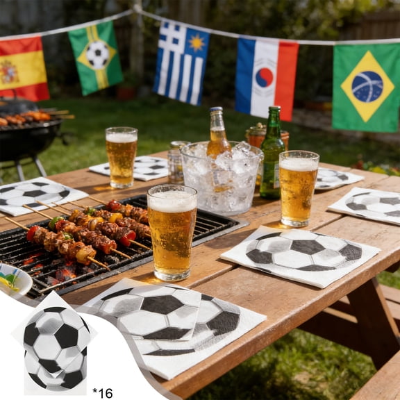 Cup World Party Supplies, Disposable Tableware Set, Paper Plates Cups Tablecloth, Indoor Outdoor Garden Party, Football Theme Decor, Lightweight Eco-Friendly Tableware, Easy Clean Party Set