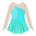 thumbnail image 6 of YONGHS Kids Girls Ice Figure Skating Dress Mesh Long Sleeves Tutu Skirted Leotard, 6 of 7