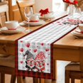 thumbnail image 5 of Red Valentine's Day Table Runner - 70 Inch Long Love Heart Gnomes Grey Plaid Cotton and Linen Blended Dress Scarves Farmhouse Table Runner for Kitchen Dining, Coffee Table, 13" x 70", 5 of 8