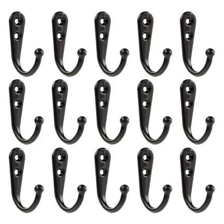 

15Pack Coat Hooks Wall Mounted Premium Black Heavy Duty Metal Wall Hooks for Hanging Coats Wall Hook Coat Hook Towel Hooks for Hat Keys Closet Bag Backpack Hanger Farmhouse with Screws - Black