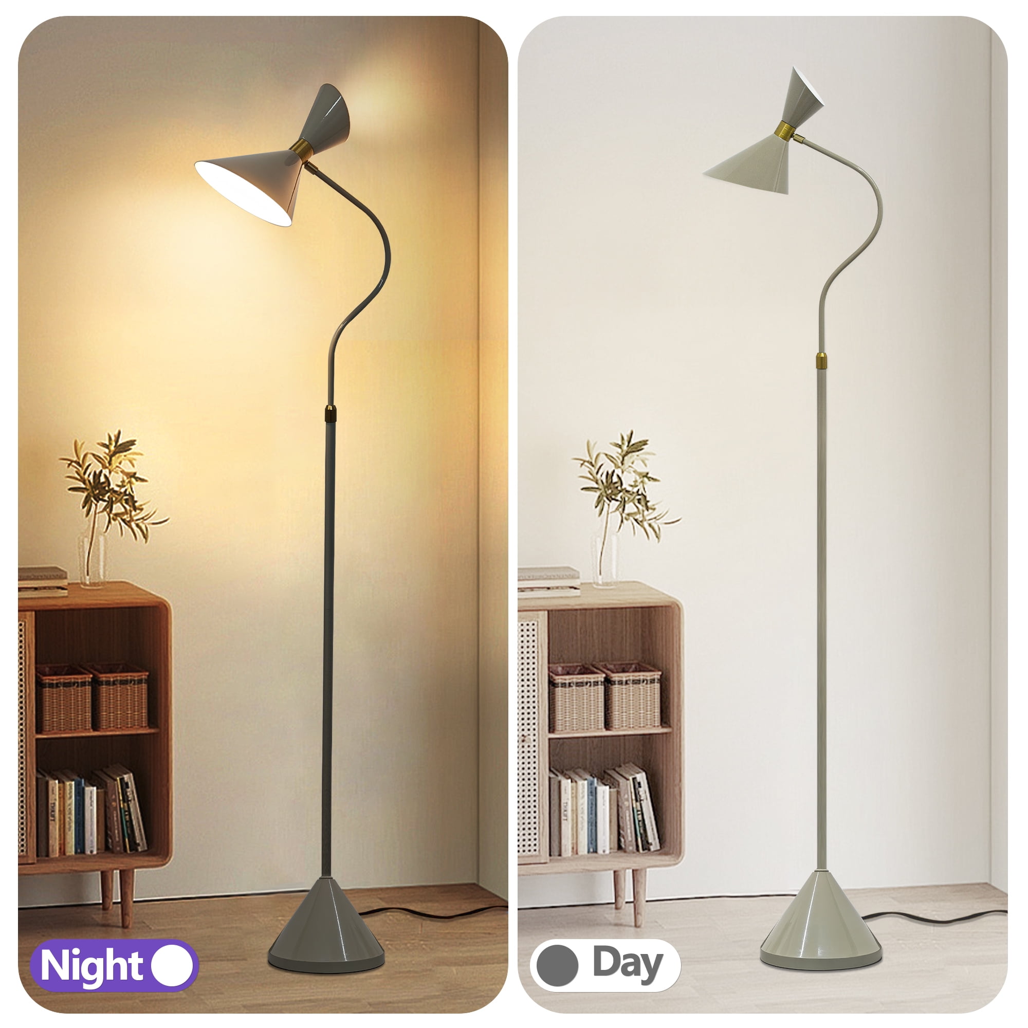 GCGAFUL Modern 70.4-Inch Floor Lamp for Living Room, Foot Switch Tall Standing Lamp with 2 LED Bulbs, 3000K Warm Light for Bedroom, Kids Room, Corners