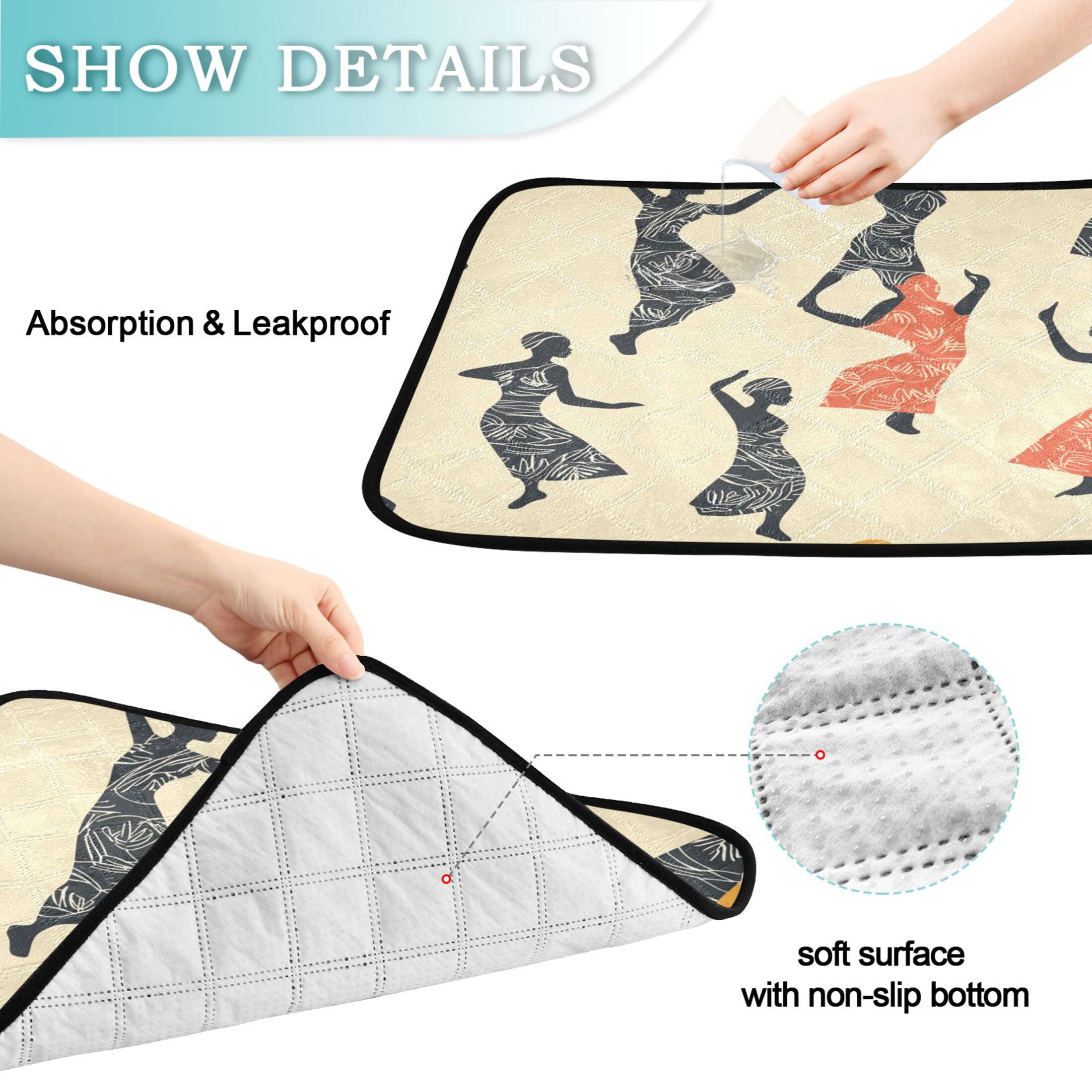 Washable Pet Pee Pads with Super Absorbent Reusable Training Pads for Dogs & Cats Dancing Woman